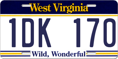 WV license plate 1DK170