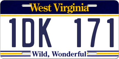 WV license plate 1DK171