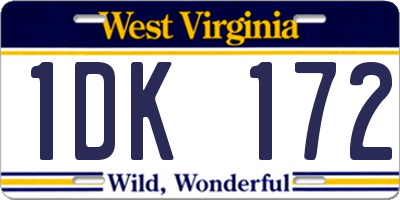 WV license plate 1DK172