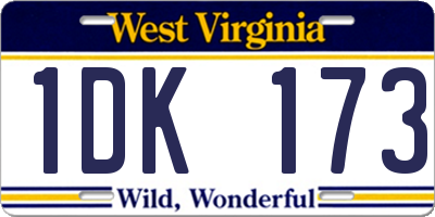 WV license plate 1DK173