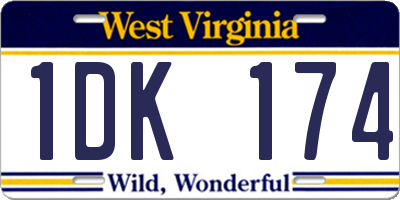 WV license plate 1DK174