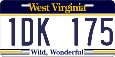 WV license plate 1DK175