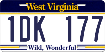 WV license plate 1DK177