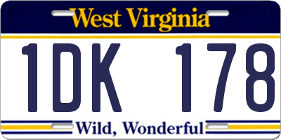 WV license plate 1DK178