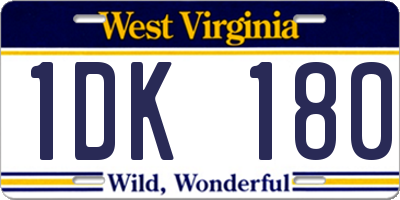 WV license plate 1DK180