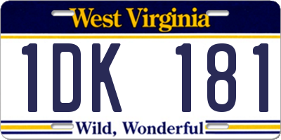 WV license plate 1DK181