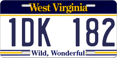 WV license plate 1DK182