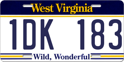 WV license plate 1DK183