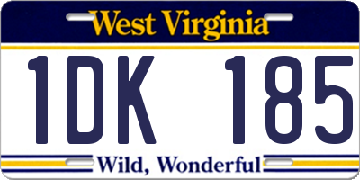 WV license plate 1DK185
