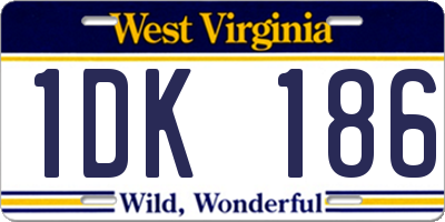 WV license plate 1DK186