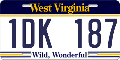 WV license plate 1DK187