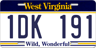 WV license plate 1DK191