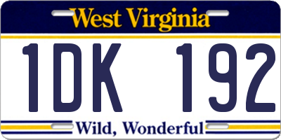 WV license plate 1DK192