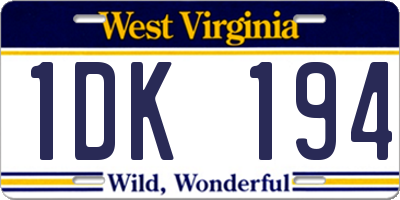 WV license plate 1DK194