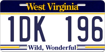WV license plate 1DK196