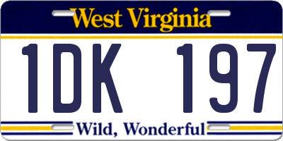 WV license plate 1DK197