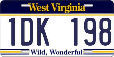 WV license plate 1DK198