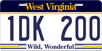 WV license plate 1DK200