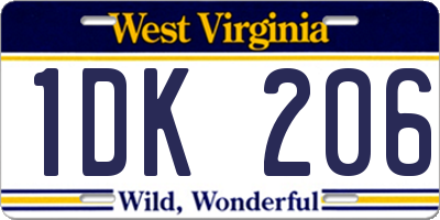 WV license plate 1DK206