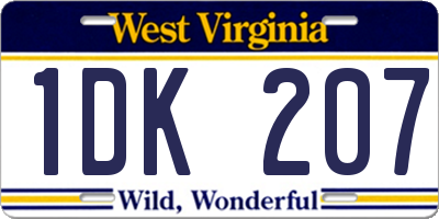 WV license plate 1DK207
