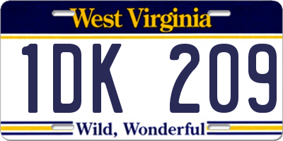WV license plate 1DK209