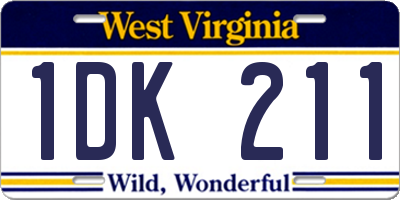 WV license plate 1DK211