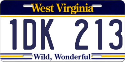 WV license plate 1DK213