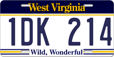 WV license plate 1DK214
