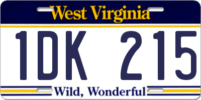 WV license plate 1DK215