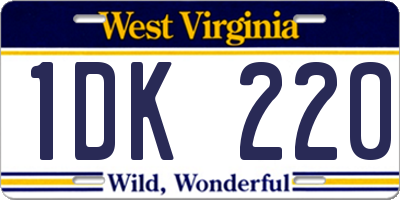 WV license plate 1DK220