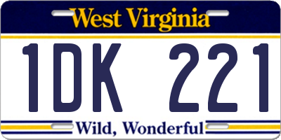 WV license plate 1DK221