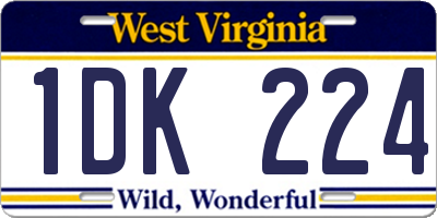 WV license plate 1DK224