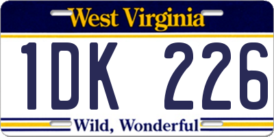 WV license plate 1DK226