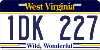 WV license plate 1DK227