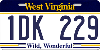 WV license plate 1DK229