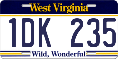 WV license plate 1DK235