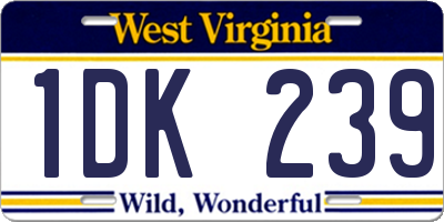 WV license plate 1DK239