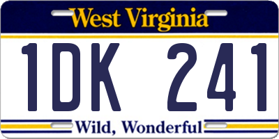 WV license plate 1DK241