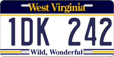 WV license plate 1DK242