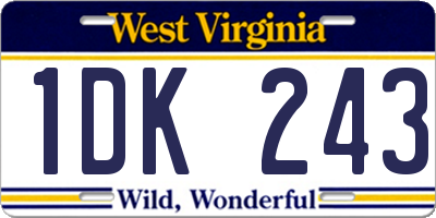 WV license plate 1DK243
