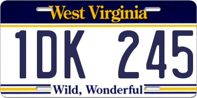 WV license plate 1DK245