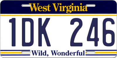 WV license plate 1DK246
