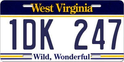WV license plate 1DK247