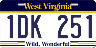 WV license plate 1DK251