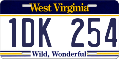 WV license plate 1DK254