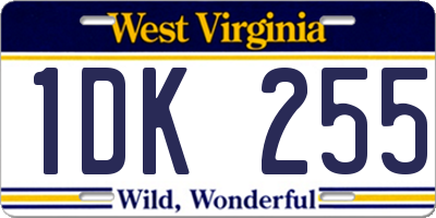 WV license plate 1DK255