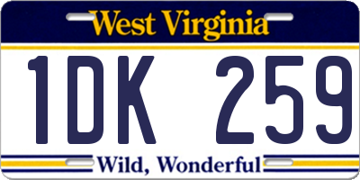 WV license plate 1DK259