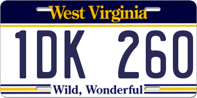 WV license plate 1DK260