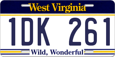 WV license plate 1DK261