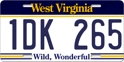 WV license plate 1DK265